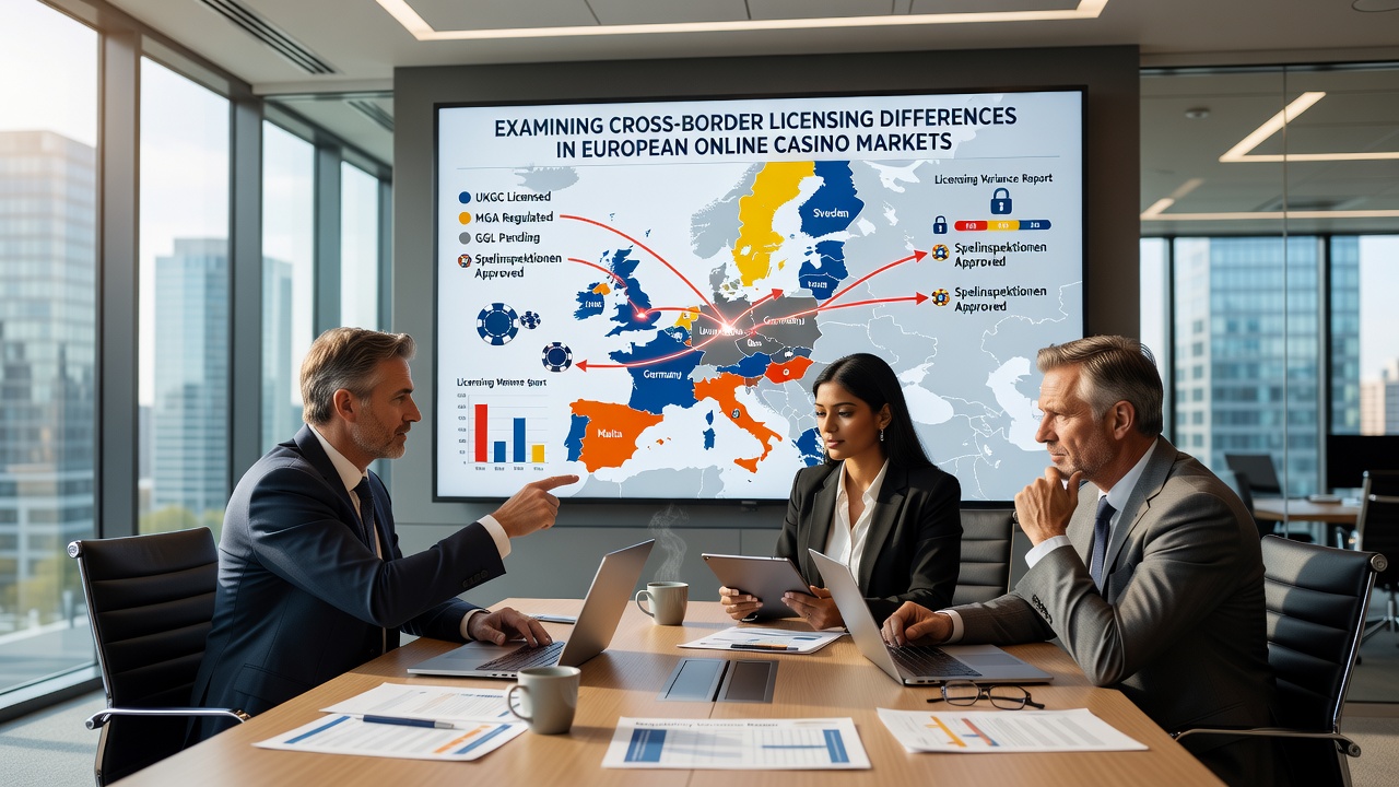 Operators reviewing compliance documents for multiple European gambling licenses