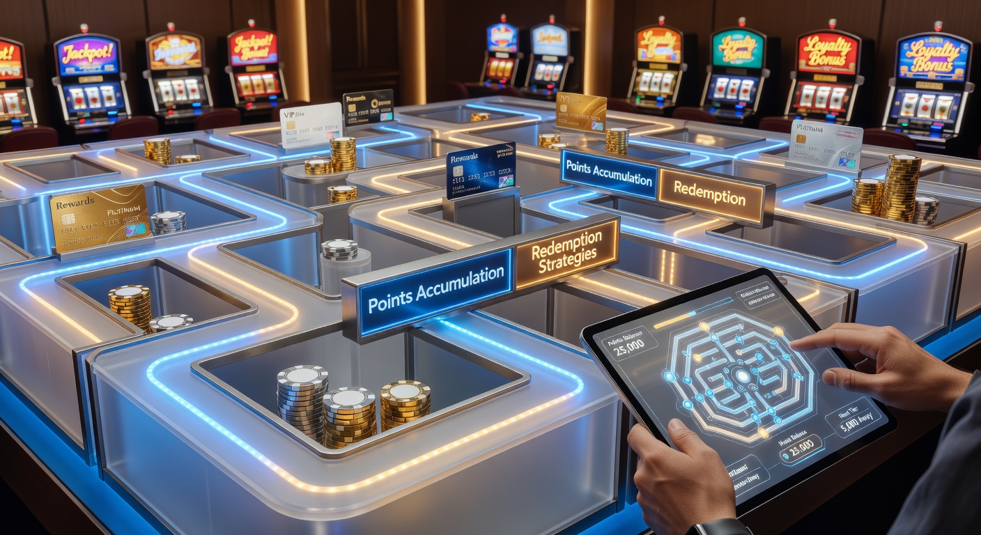 Casino loyalty program interface showing points dashboard and reward tiers