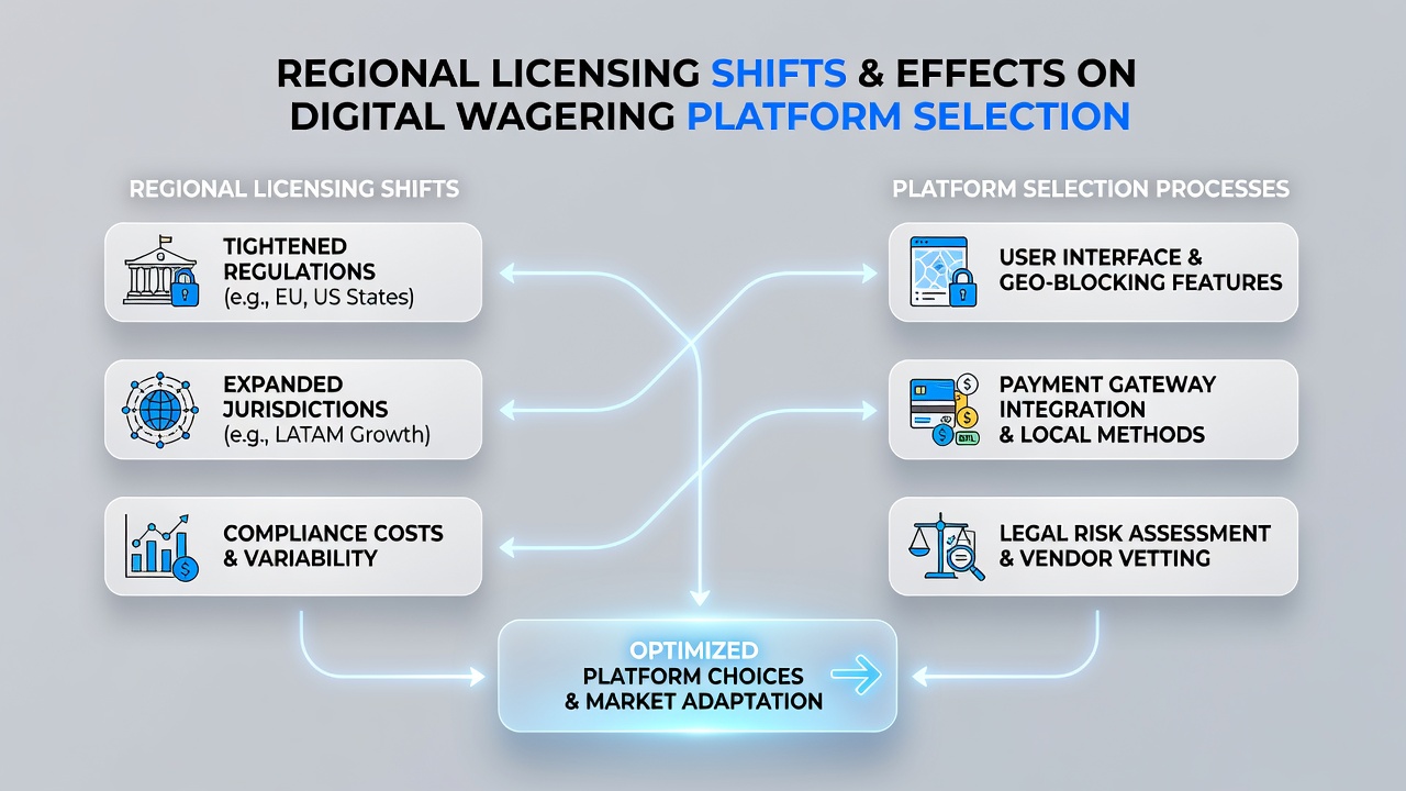 Digital wagering platform interface displaying licensing badges from multiple regions