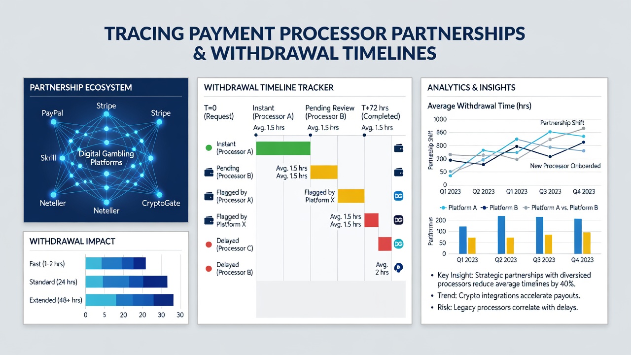 Comparison chart of withdrawal timelines across different payment processor partnerships